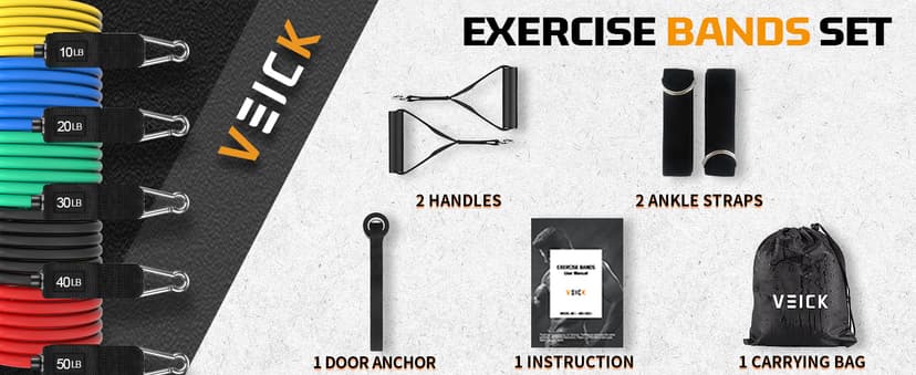 VEICK Resistance Bands, Exercise Bands, Workout Bands, Resistance Bands for Working Out with Handles for Men and Women, Exercising Bands for Fitness Weights Work Out at Home