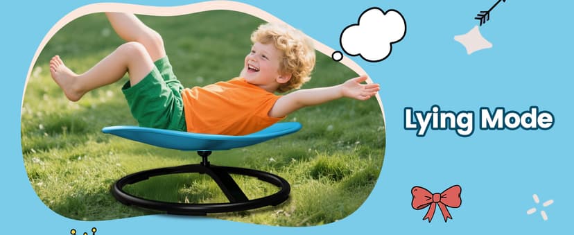 21" L × 19" W Large Size Spinning Chair for Autistic Kids, Toddler Sensory Spinning Chair, Sensory Toys Gifts for Kids with Autism & ADHD, Sit and Spin Training Body Coordination, Azure Rounded Shape