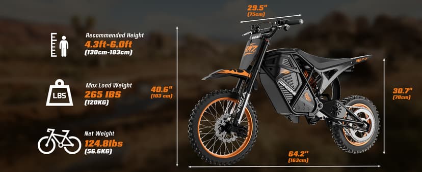 Windone RM7 Electric Dirt Bike for Teens & Adults, 2200W Peak Ebike, 48V 22.5Ah, 37MPH & 45-Mile Electric Motorcycle, 14"/12" Off-Road Tire E-Bike, Dual Hydraulic Brakes, Full Suspension, Fit Age 13+