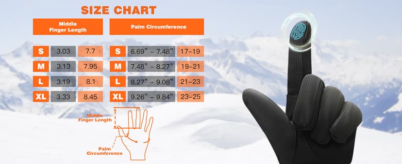 Hiramex Winter Windproof Gloves Men Women, Waterproof Warm Ski Gloves for Cold Weather, Touch Screen Snow Warm, Running Driving Cycling