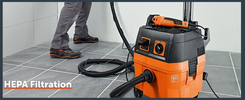 Fein Turbo I HEPA Pro Set Wet/Dry Dust Extractor - 5.8-Gallon Capacity, 151 CFM Suction, Anti-Static System, Quiet 66 dB Operation, Includes HEPA Filter and Accessories - 92037060990