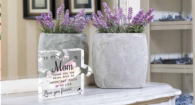 LukieJac Gifts for Mom from Daughter Son - Best Mom Ever Gifts Unique Mother Birthday Acrylic Puzzle-Shaped Plaque Desk Decorations Present for Mom Christmas Anniversary
