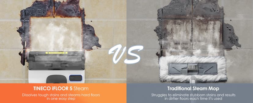 Tineco iFLOOR 5 Steam Wet Dry Vacuum All-in-one, Steam Mop Hardwood Floor Cleaner Great for Sticky Messes, 248℉ High-Temp Steam, Self-Cleaning with steam