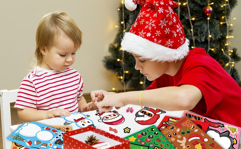 Kids Xmas Decorations Gifts Games Party Favors Supplies 24 Sheets,Stocking Stuffers,Christmas Stockings,Christmas Gift Bags Stocking Stuffers for Kids,Christmas Stickers,DIY Christmas Crafts for Kids B0F8H5X4L8