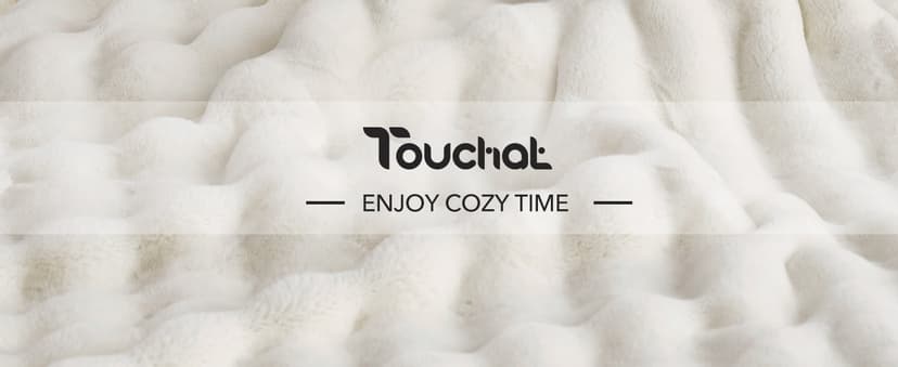 Touchat Luxury Faux Rabbit Fur Throw Blanket for Couch, Super Heavy Warm Cozy Fuzzy Blanket for Sofa Bedroom Living Room, Ultra Soft Fluffy Reversible Plush Blanket for Home Decor Gifts,Cream White