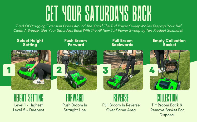 Turf Power Sweep by Turf Product Solutions - Cordless Battery Powered Artificial Grass Power Sweeper