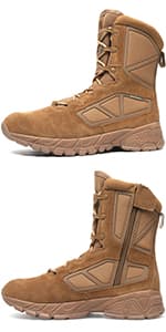 RIELD Men's Military Tactical Work Boots Side Zipper Jungle Army Combat Boots