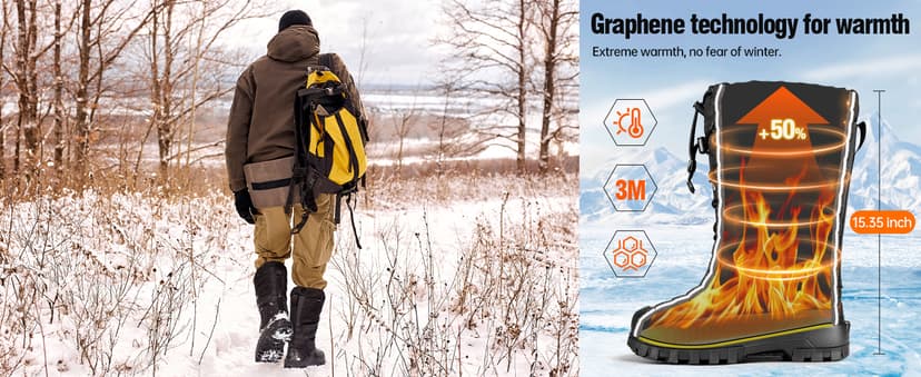 FREE SOLDIER Snow Boots for Men Waterproof Anti-slip 3M Lining Lightweight Tall Outdoor Warm Winter Work Boots