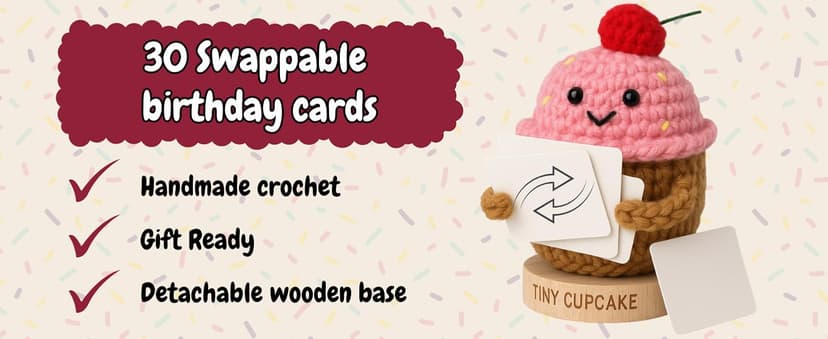 Happy Birthday Gift for Women - Tiny Cupcake With 30 Sweet Birthday Cards | Funny Gift Idea for Women for 16th, 21 Year Old, 30th Birthdays | Cute Bday Party Decor for Friends, Teens, Daughter, Sister