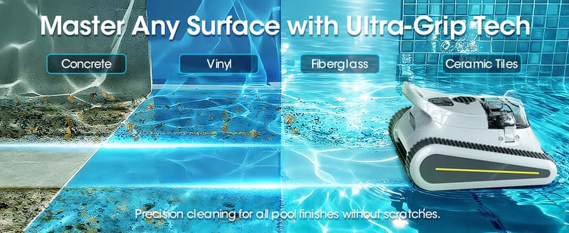 Pool Vacuum for Inground Pools & Above Ground Pool, Cordless Robotic Pool Cleaner with 180W Brushless Motor, 3-Hour Runtime, Wall-Climbing Pool Robot Scrubber for Pools up to 2150 Sq.Ft.