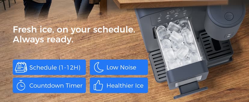 3-in-1 Water Dispenser with Ice Maker - Coffee Maker Countertop Bullet Ice Maker with 12H Timer, Hot/Cold/Warm Adjustable Volume Water, K-Cup® Ground Coffee Brewer for Home Office Studio Gift