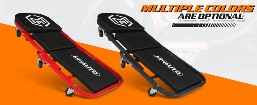 M-AUTO Foldable Z Creeper 2-in-1 Rolling Folding Car Creeper & Seat, 36" Adjustable Roller Garage Chair Lay Down or Sit, 330LBS Capacity Under Car Roller Creeper with 6 Swivel Casters, Red B0BPSQMJ9V