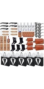 60Pcs Groomsmen Gifts Groomsmen Proposal Box with Shot Glasses Socks Sunglasses PU Leather Toiletry Bag Bottle Opener Can Cooler Groomsman Gifts for Wedding Groomsmen Best Man Gift (60, Brown)