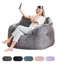 Hobestluk Bean Bag Chairs Large Bean Bag Couch for Adults Stuffed Sofa Chair Comfy Giant Bean Bag Chair with Spacious Design for Reading, Playing or Relaxing (Grey)