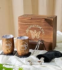 Wine Lovers Gifts for Women, Birthday Gifts for Mom Sister Friend Coworker Girlfriend Inspirational Gift Set, Wine Gift Box Set with Tumblers, Ice Cubes