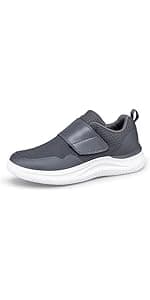 LEADER SHOW Women's Elderly Casual Comfort Walking Shoe Safety Flats Non-Slip Hook & Loop Sneakers