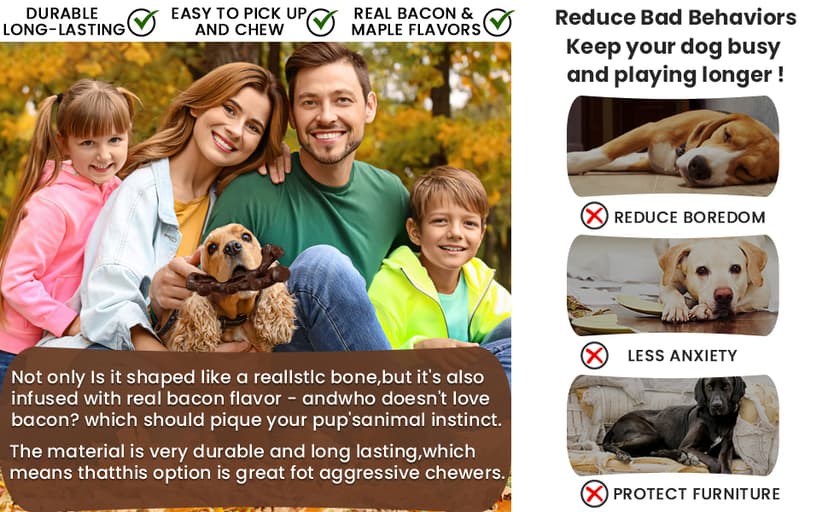 2 Pack Dog Chew Toys for Aggressive Chewers,Boredom and Stimulating Best Dog Toys for Medium/Large Breed,Tough Almost Indestructible Dog Bones for Teeth Cleaning and Training