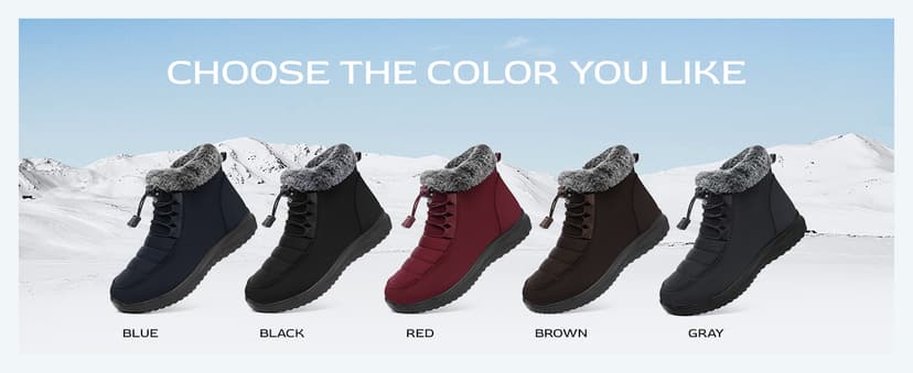 SHIBEVER Winter Boots for Women Snow: Fur Lined Warm Ankle Boots - Adjustable Water Resistant Outdoor Zipper Snow Shoes