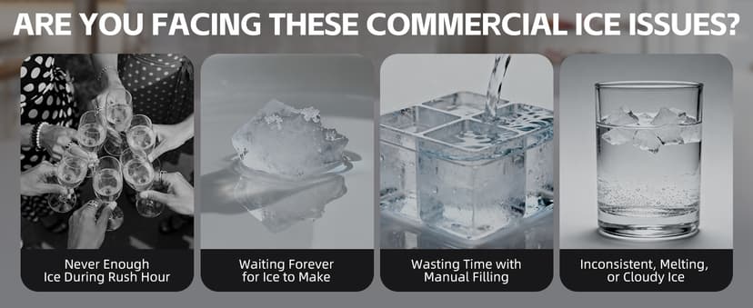 Commercial Ice Maker, 110lbs/24H, 33lbs Large Storage Under Counter Ice Maker for Business, 50 Cubes in 7-14Mins Stainless Steel Ice Machines, Self Cleaning Ice Makers for Cafe Bar Restaurant Home