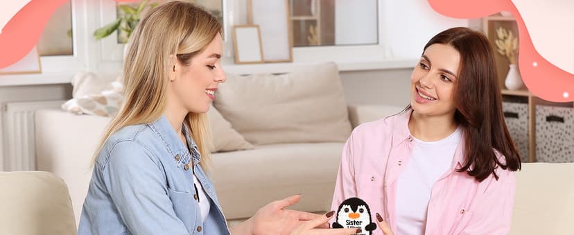 Christmas Birthday Gifts for Sister from Sisters, Handmade Crochet Penguin Sister Birthday Gift Ideas, Funny Sister Gifts for Women Girls, I Love You Sister Bestie Soul Sister Emotional Cute Decor