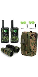 Walkie Talkies for Kids 22 Channel 2 Way Radio 3 Miles Long Range Handheld Walkie Talkies Durable Toy Best Birthday Gifts for 6 Year Old Boys and Girls fit Adventure Game Camping (Green Camo 1)