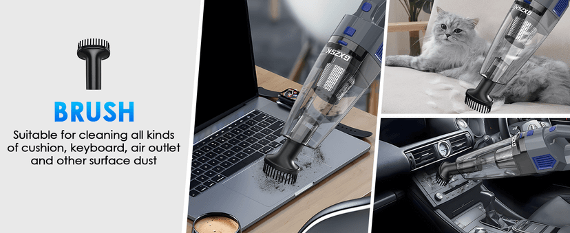 Handheld Vacuum Cordless, 15000PA Strong Suction Hand Held Car Vacuum Cleaner Rechargeable, Portable Hand Vacuum with Multi-Nozzles & Washable Filter for Home Office, Car, Pets
