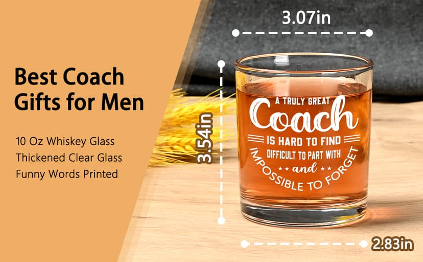 Futtumy Great Coach Whiskey Glass, Coach Gifts for Men, Basketball Coach Gifts, Baseball Soccer Softball Volleyball Gift for Graduation Competition Christmas Birthday