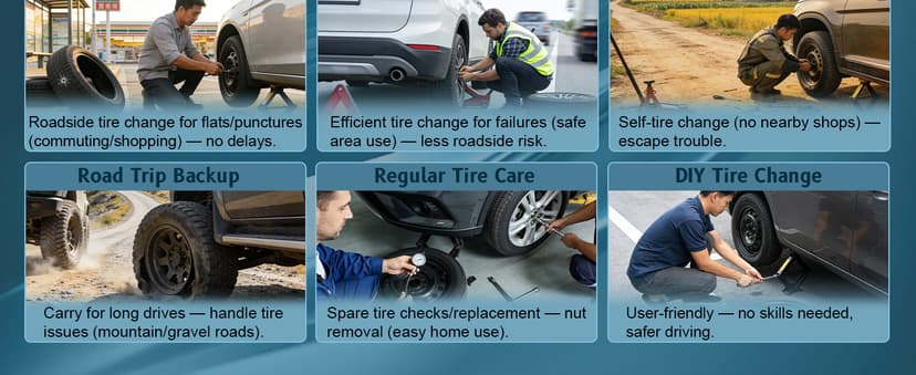 Spare Tire Tool Kit with Tire Jack Handle and Wheel Lug Wrench Spare Tire Kit Compatible with 2005-2021 Tacoma