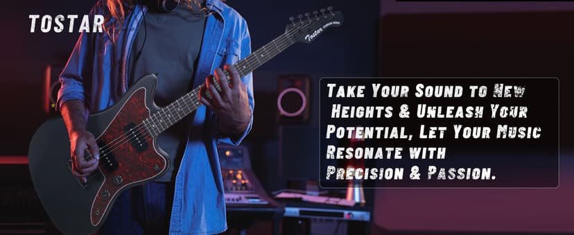 Tostar Electric Guitar: P90 Pickups, TOM Bridge & Smoked Matte Finish, 3-Way Switch, 39" Solid Body Electric Guitar for Intermediate Players, Guitarra Eléctrica Kit, Musical Birthday Gifts, Black