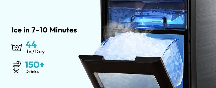 EUHOMY Nugget Ice Maker Countertop, 44Lbs/24H Sonic Ice Maker Machine, Self-Cleaning Pellet Ice Makers with Ice Scoop&Basket, Countertop Pebble Ice Maker for Home/Kitchen/Office