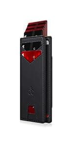 SEMORID Slim Aluminum Card Holder Wallet for Men, Durable Expandable Backplate, RFID Blocking Minimalist Metal Pop Up Wallet, Holds 12+ Cards Plus Cash (Black)