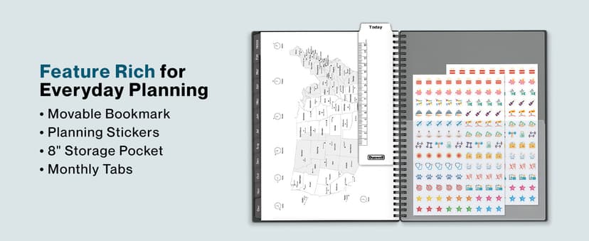 Dunwell 2026 Planner Book 8.5x11, Weekly Monthly Calendar, Jan to Dec, Large Daily Organizer with Laminated Tabs, Bookmark, Notes Section & Stickers