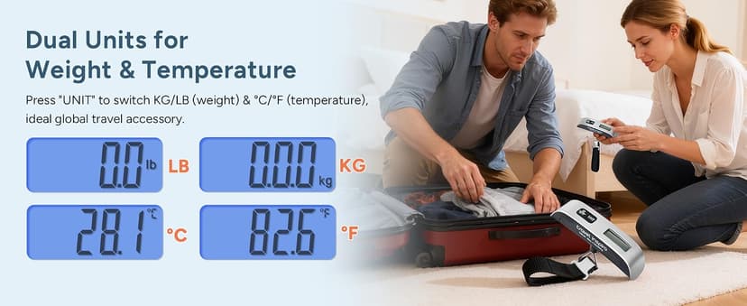 travel inspira Digital Luggage Scale – Portable Hanging Suitcase Weight Scale for Travel, 110 lb Capacity, Backlit LCD Display, Prevents Airport Overweight Fees, Battery Included B07QFTGGYF
