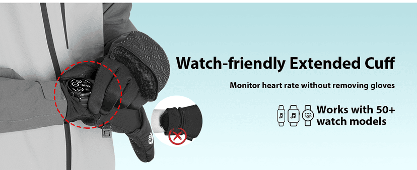 RIGWARL Winter Running Gloves Men Women Cold Weather, Touchscreen Convertible Mittens Warm Thermal Gloves with Watch Window