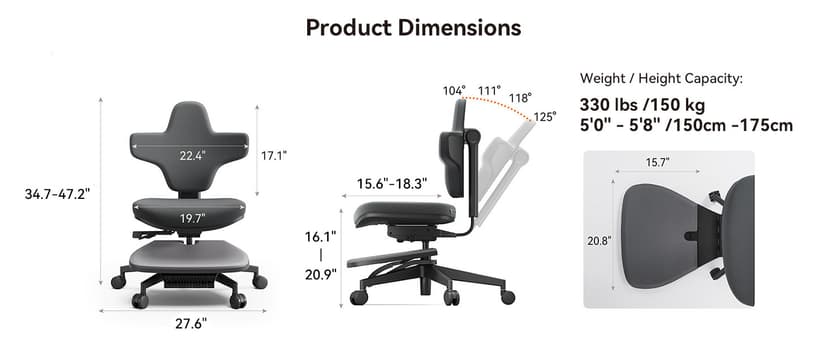Newtral Standing Desk Chair, Standing Mate Chair for Sit-Stand, Ergonomic Leaning Perch Chair with Anti-Fatigue Mat, Standing Desk Stool, Horse Saddle Chair, Height Adjustable Home Office Posture Seat