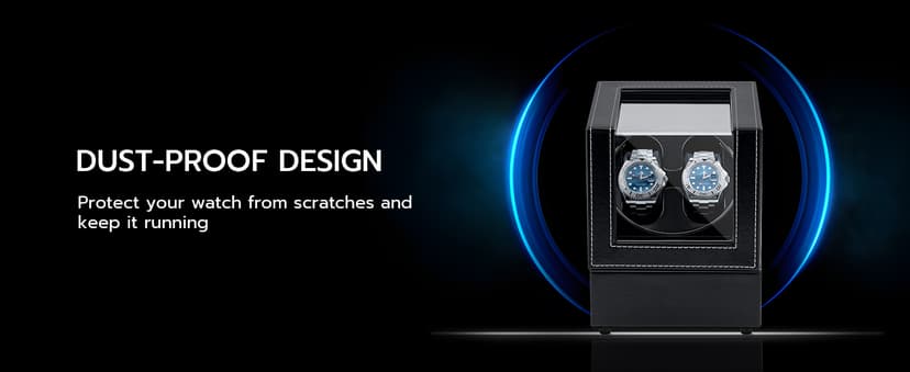Mcbazel Mcbazel Watch Winder for Automatic Watches, Double Automatic Watch Winder Box with Quiet Japan-made Motor, Automatic Watch Display Storage Rotation Wristwatch Box with 2 Slots (Black PU Leather)