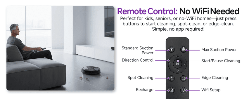 MONSGA Robot Vacuum Cleaner, 4000Pa Powerful Suction Robotic Vacuum, 3.2" Super-Slim, 140Min Runtime, Vacuum Robot for Hard Floor/Low Pile Carpet/Pet Hair, Remote/App/Voice Control, Schedule Clean