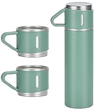 750ml/27 OZ Coffee Thermo with 3 cups, Insulated Water Bottle, Stainless Steel Vacuum Flask Set for Hot and Cold Drinks, Gifts Box