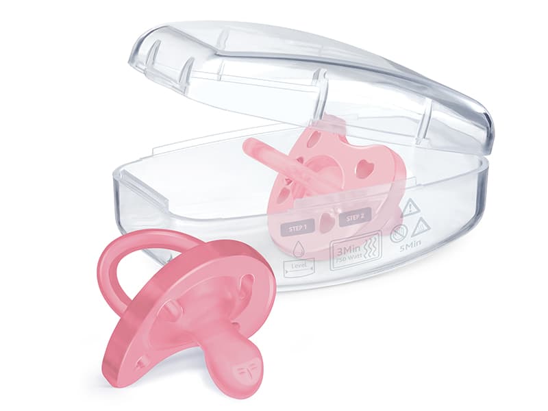 Chicco PhysioForma Silicone Orthondontic Pacifier, 0-6m | 100% Soft Silicone | Supports Breathing & Oral Development | Satin-Textured Nipple | Includes Sterilizing Case | BPA Free | Clear, 4pk