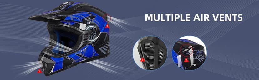 ILM Adult Dirt Bike Helmets Motocross ATV Dirtbike BMX MX Offroad Full Face Motorcycle Helmet, DOT Approved Model 128S (Matte Black, Adult-L)