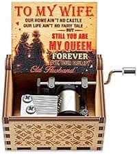 Music Box Gift for Wife - Romantic Birthday Valentine Anniversary Christmas to My Wife Gifts from Husband Boyfriend Love Women Girl Girlfriend Wooden Hand Crank Musical Box Play You are My Sunshine