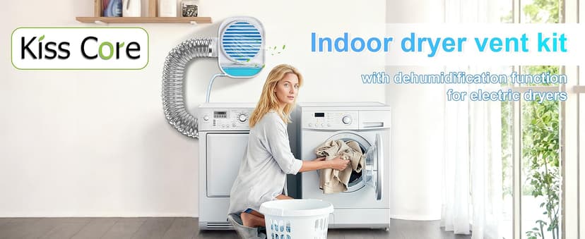 4-in-1 Indoor Dryer Vent with Dehumidifier for Protect Furniture, Dryer Vent Kit for Electric Dryers, Stainless Steel Screen Filter, Lint Trap,Polyester Filter and Visual Water Tank