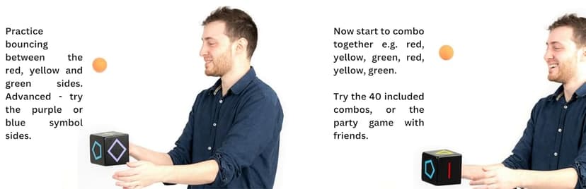 KOMBOID Ball Bouncing Skill Game for Teenagers and Adults. 12+ Years Old. Cube X 1, Single Cube, 2 Balls.