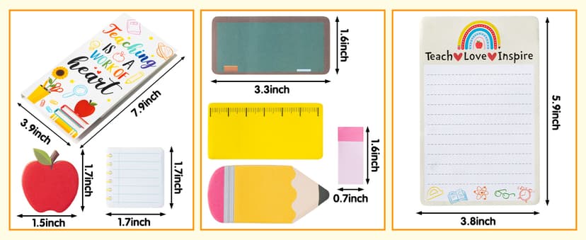 Xqumoi Teaching is A Work of Heart Sticky Notes Set Blackboard Self-Stick Note Pads Teacher Appreciation Gift Writing Memo Pads School Office Supplies