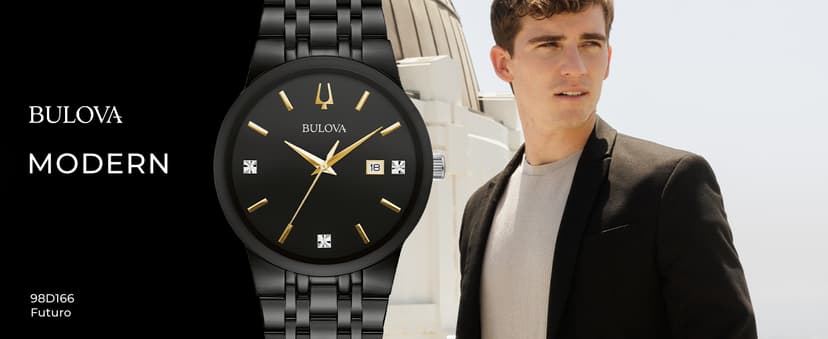 Bulova Men's Modern Gold Tone Stainless Steel 3-Hand Calendar Date Quartz Watch, Diamond Dial