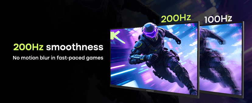 Amzfast 27 Inch 200Hz WQHD (2560 x 1440) Fast IPS Gaming Monitor, Built-in Speakers, 1ms G-SYNC Compatible, HDR400, 132% sRGB, 96% DCI-P3, VESA 100x100, HDMI 2.0 x 2 & DP 1.4 x 2, AMZG27F5Q