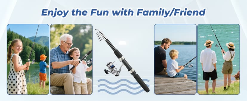 Telescopic Fishing Rod and Reel Combo Set, 2PCS Collapsible Fishing Poles, Fishing Kit with Spinning Reel Fishing Pliers and Lip Gripper, Travel Saltwater Freshwater Fishing Gear for Adults Beginners