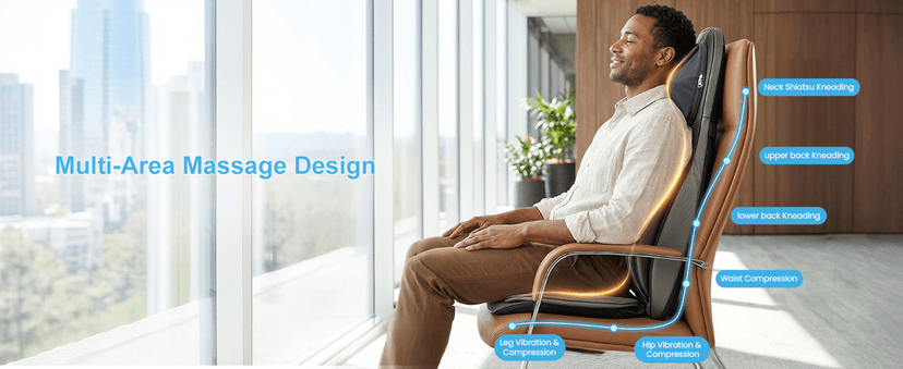COMFIER Massager Chair with Heat, Shiatsu Neck Back Massager Portable with Compression & Rolling,Massage Chair Pad for Neck & Back for Muscle Tension Relief, Father Day Gift