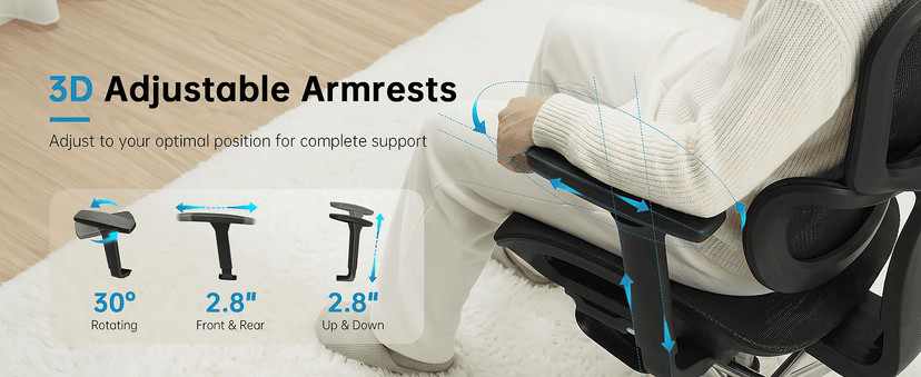 AreShark Office Chair Ergonomic Desk Chair,High Back Computer Chair with 3D Headrest & Armrests,Gaming Chair with Lumbar Support,90-135°Tilt Lock Mesh Office Chair with Footrest,Wheels,Black