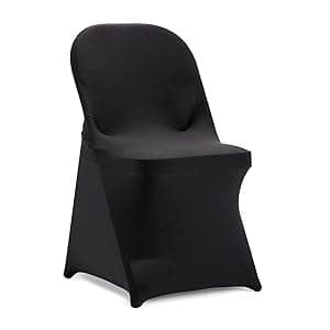 Peomeise Stretch Spandex Folding Chair Cover for Wedding Party Dining Banquet Event (White,12pcs)